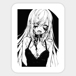 Cute Vampire Ghoul Black & White Sticker